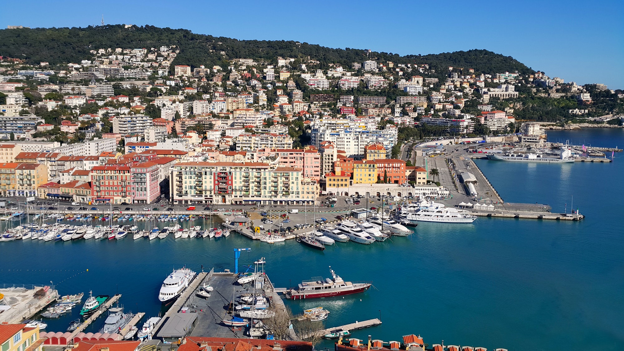 Beautiful view above Port of Nice on French Riviera, France